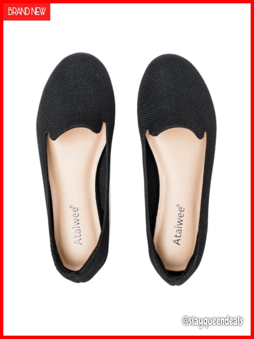 Wide Width Knit Dress Flats Memory Foam Slip-On Comfort Shoes